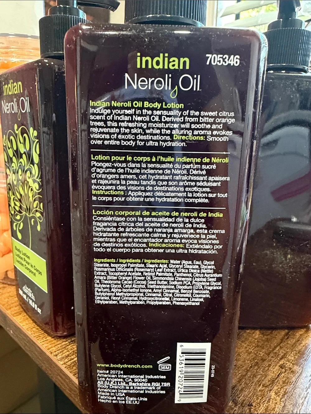 Indian Neroli Oil Body Lotion - Green & Dark Brown Bottle